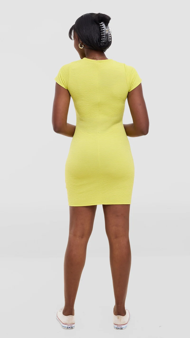 Vivo Alma Short Sleeve Mini Bodycon - Lime