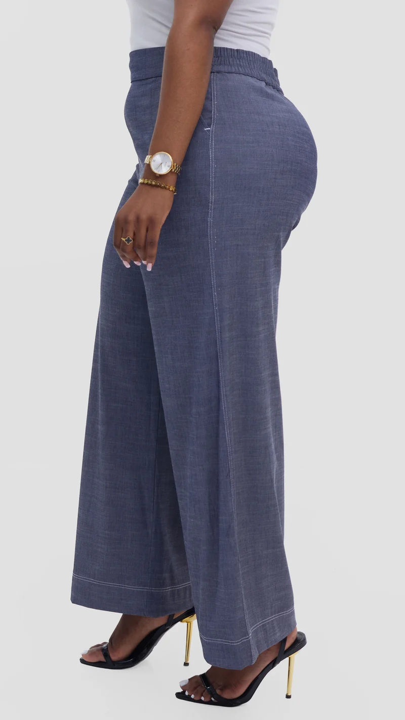 Vivo Contrast Stitch Pants in Denim - Dark Blue
