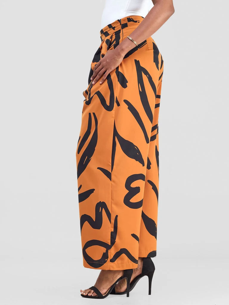 Vivo Chesi Wide Leg Pants - Rust / Black Hesi Print