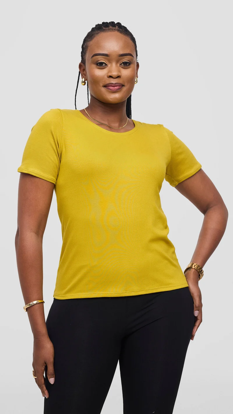 Vivo Basic Short Sleeve Top - Light Olive
