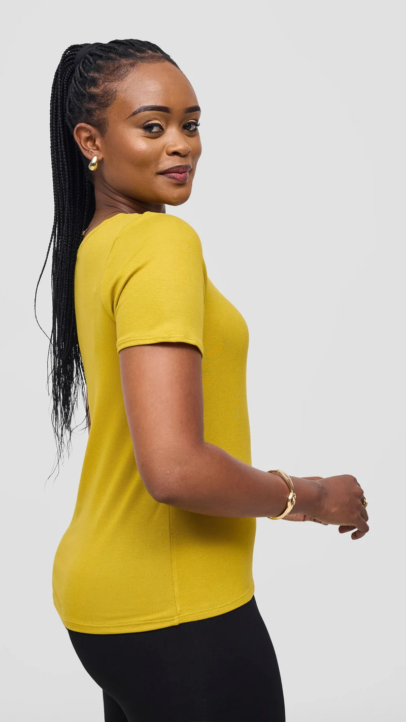 Vivo Basic Short Sleeve Top - Light Olive