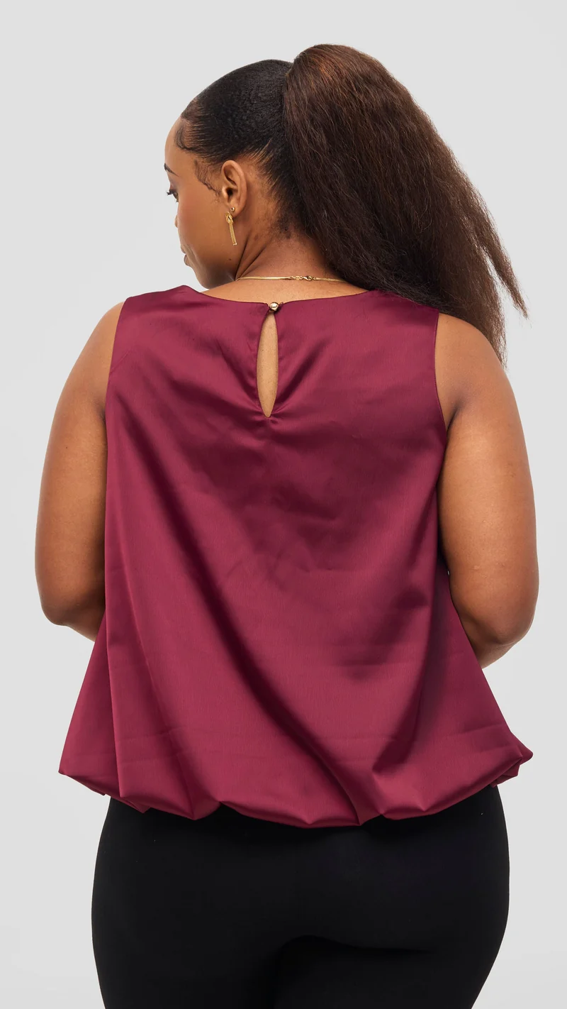 Vivo Iyana Bubble Sleeveless Top - Maroon