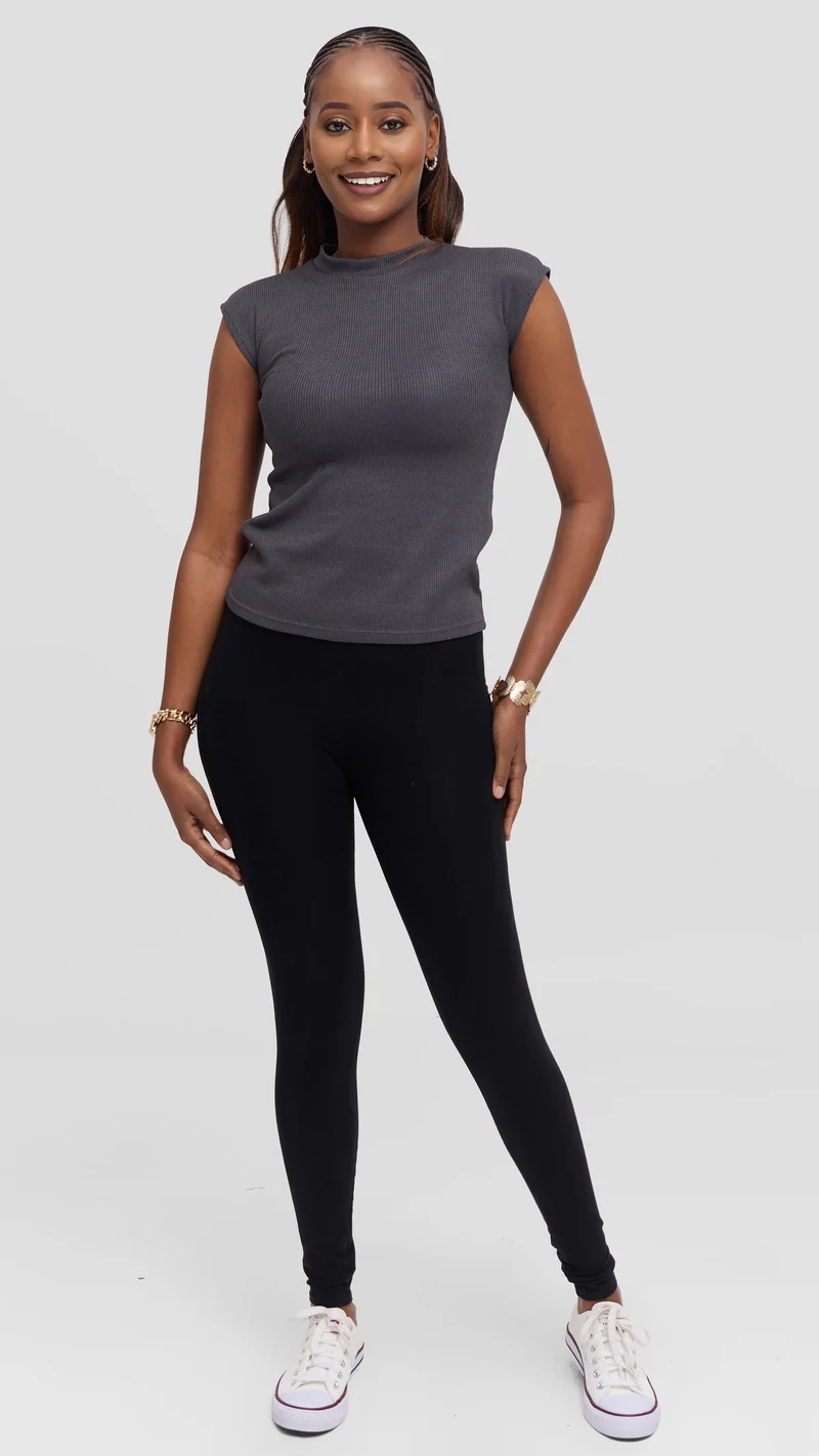 Vivo Ria Mock Neck Top - Grey