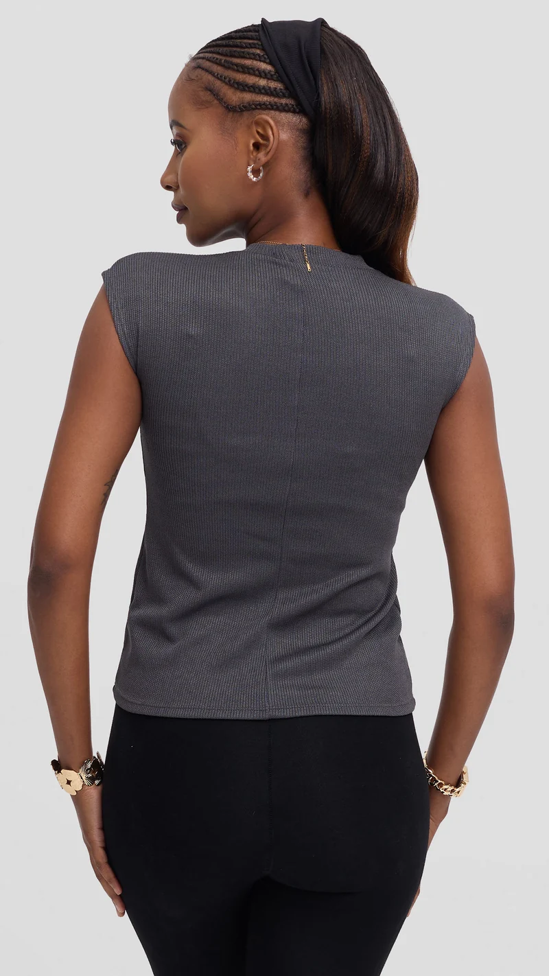 Vivo Ria Mock Neck Top - Grey