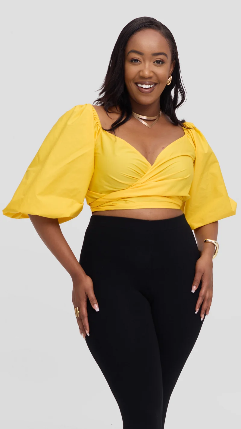 Safari by Vivo Two Way Wrap Top in Cotton - Yellow