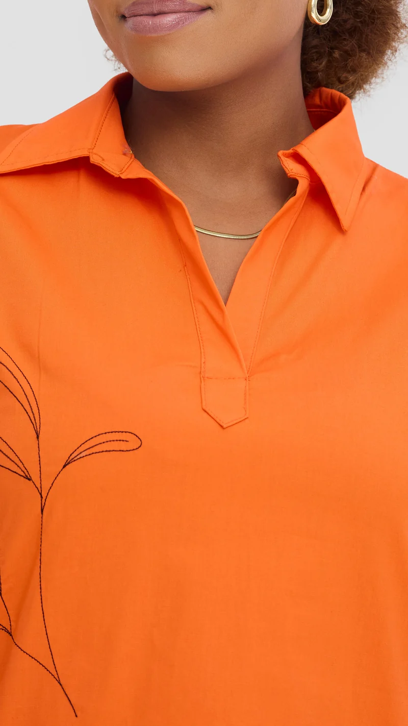 Safari Mansi Wide Hem Embroidered Tent Dress - Orange