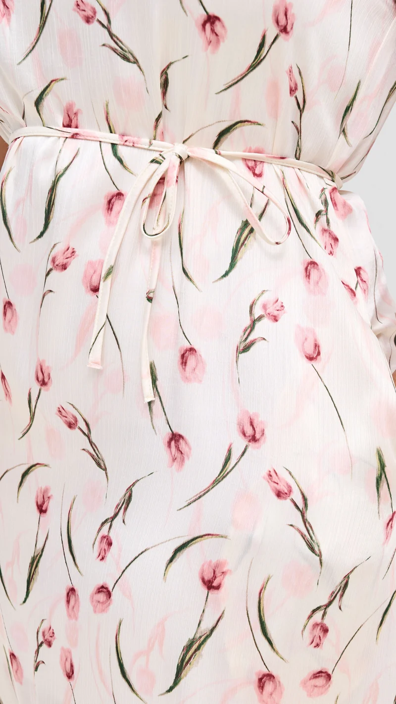 Vivo Samira Midi Dress - Off White / Pink Print