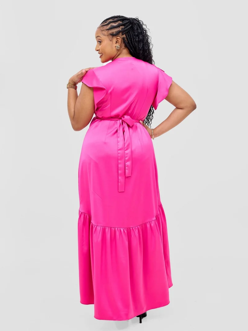 Vivo Hanabi Wrap Maxi Dress - Hot Pink