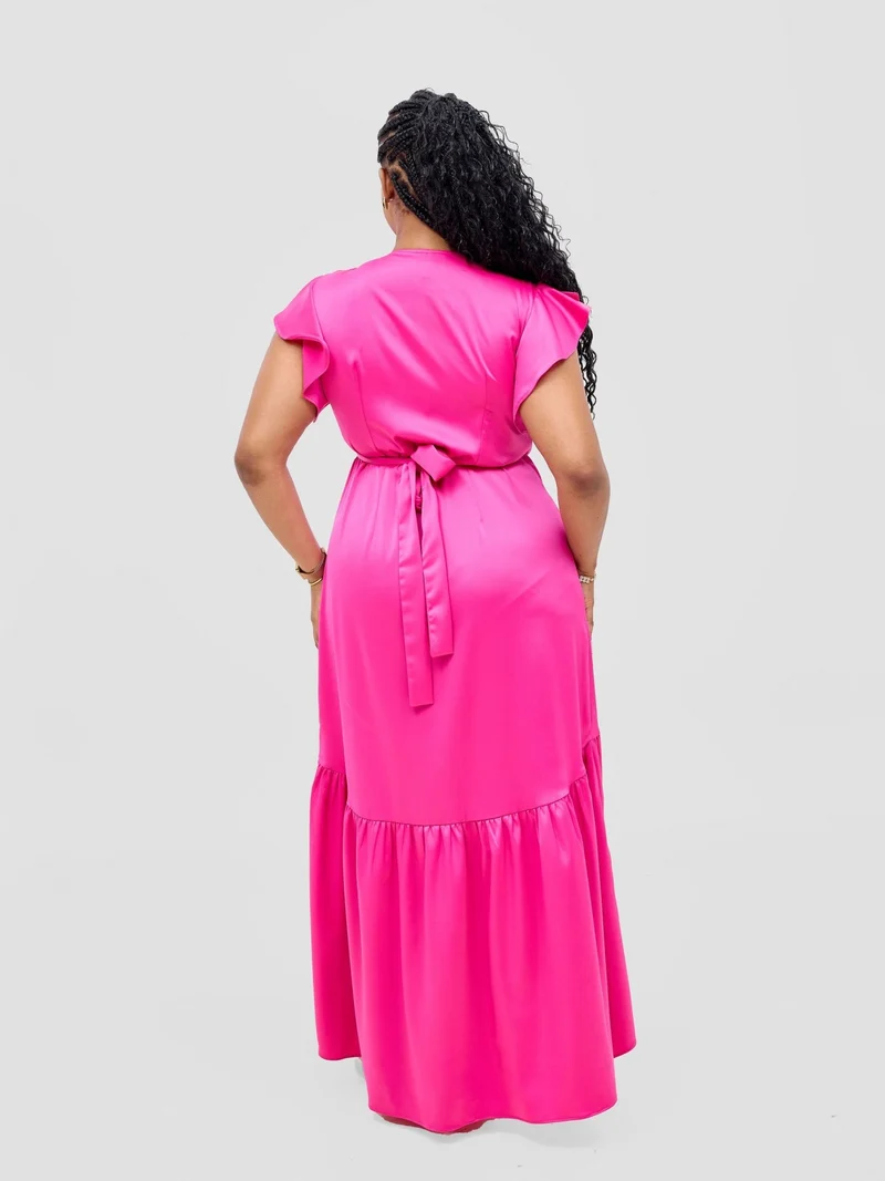 Vivo Hanabi Wrap Maxi Dress - Hot Pink