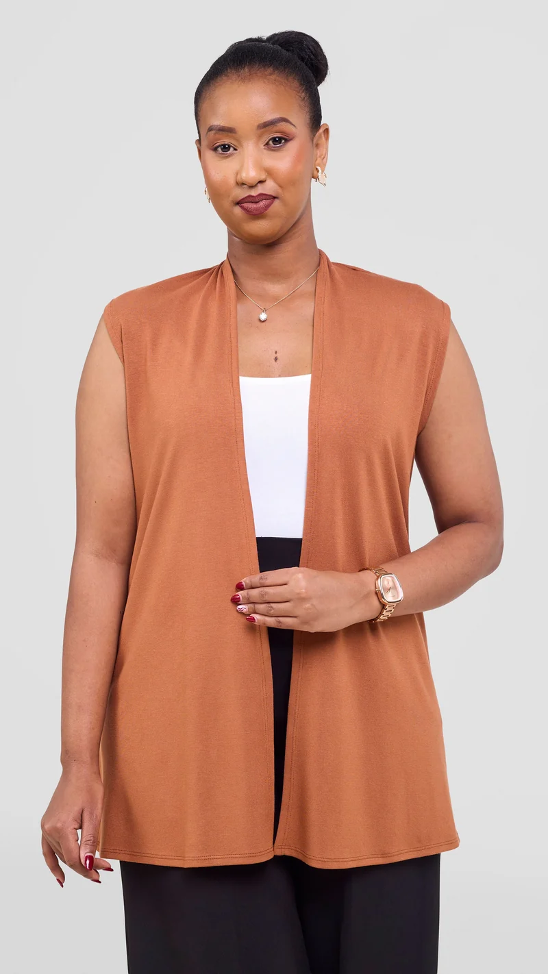 Vivo Everyday Sleeveless Waterfall in Jersey - Brown
