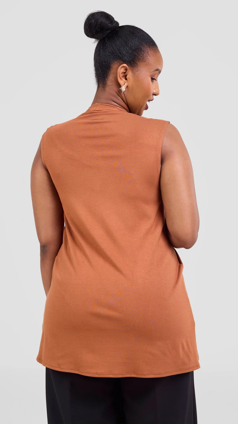 Vivo Everyday Sleeveless Waterfall in Jersey - Brown
