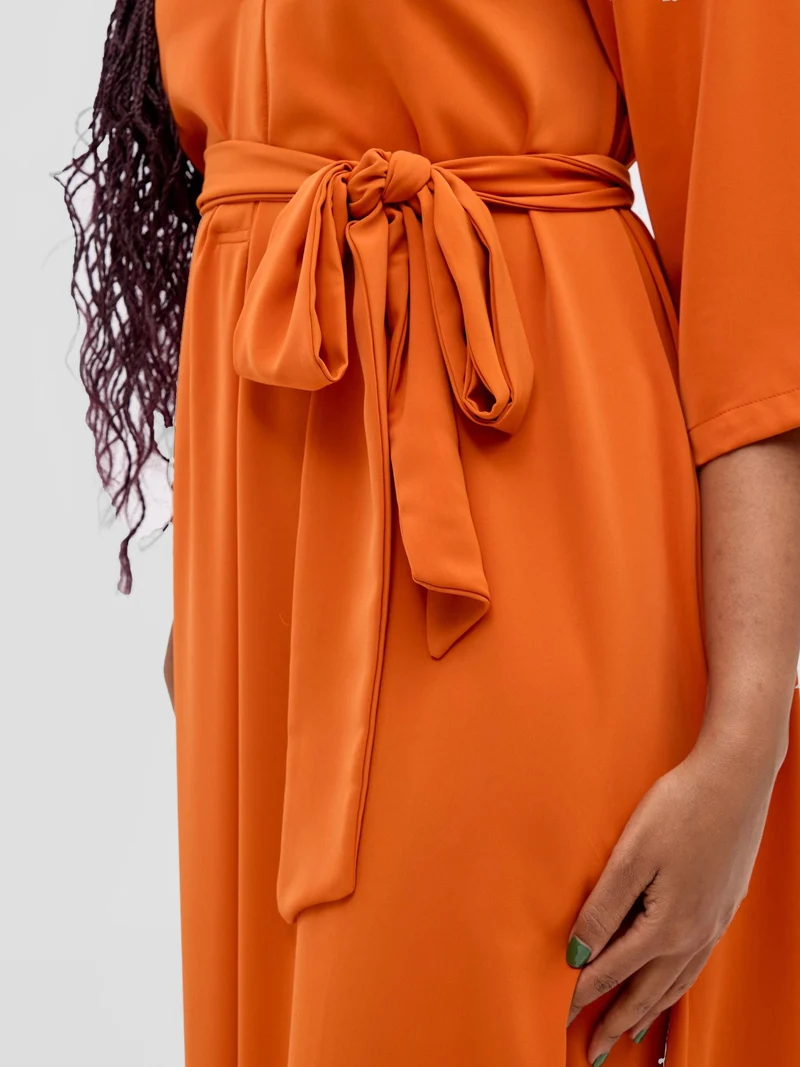 Vivo Yumi Maxi Shirt Dress in Crepe - Orange