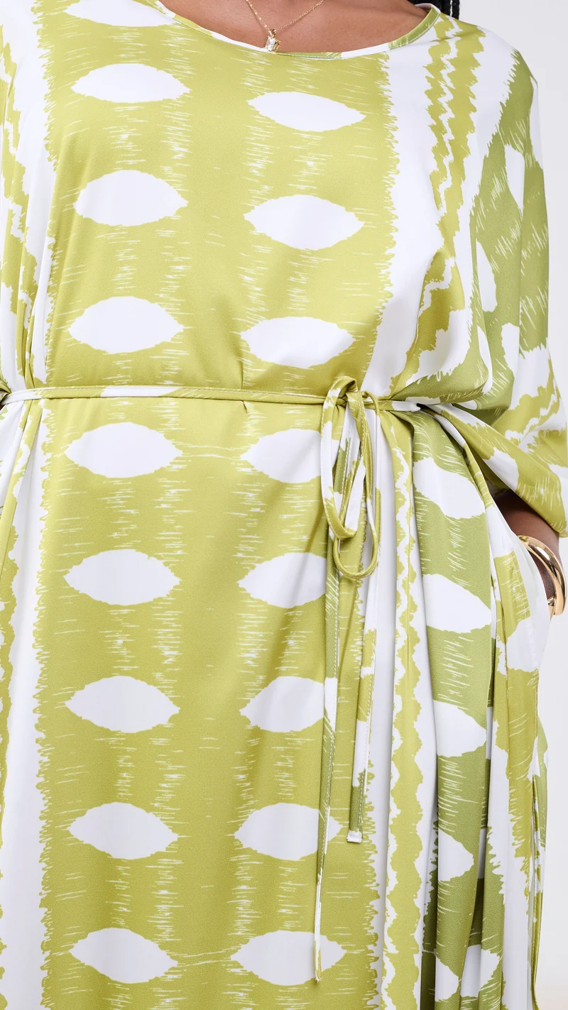 Vivo Essi Scalloped Top - White / Olive Print
