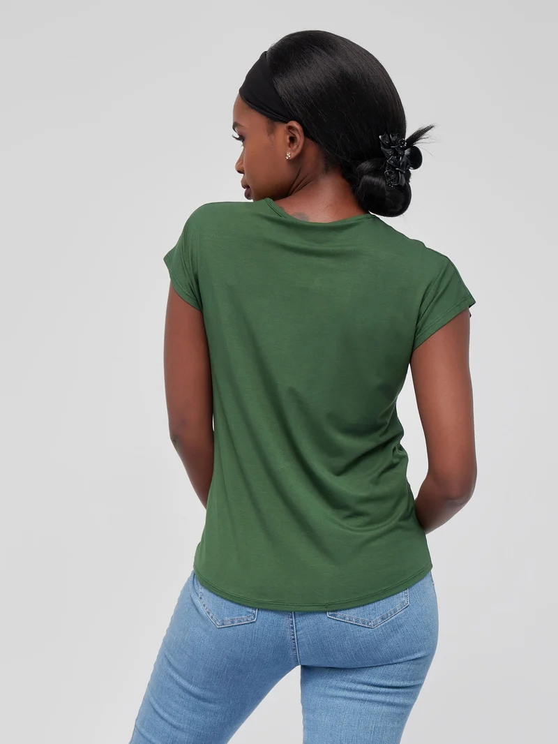 Vivo Basic Drop Shoulder Top - Army Green