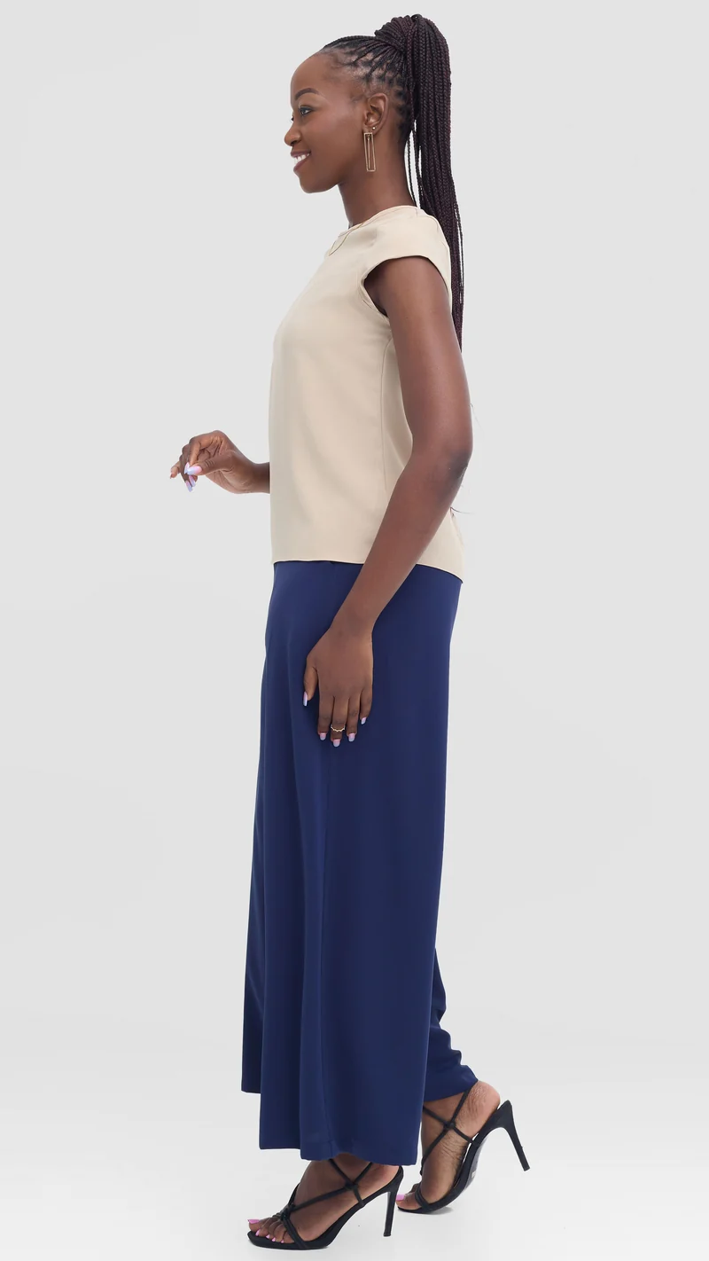 Vivo Basic Cap Sleeve Top in Crepe - Buttermilk
