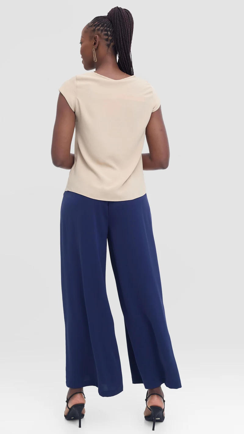 Vivo Basic Cap Sleeve Top in Crepe - Buttermilk