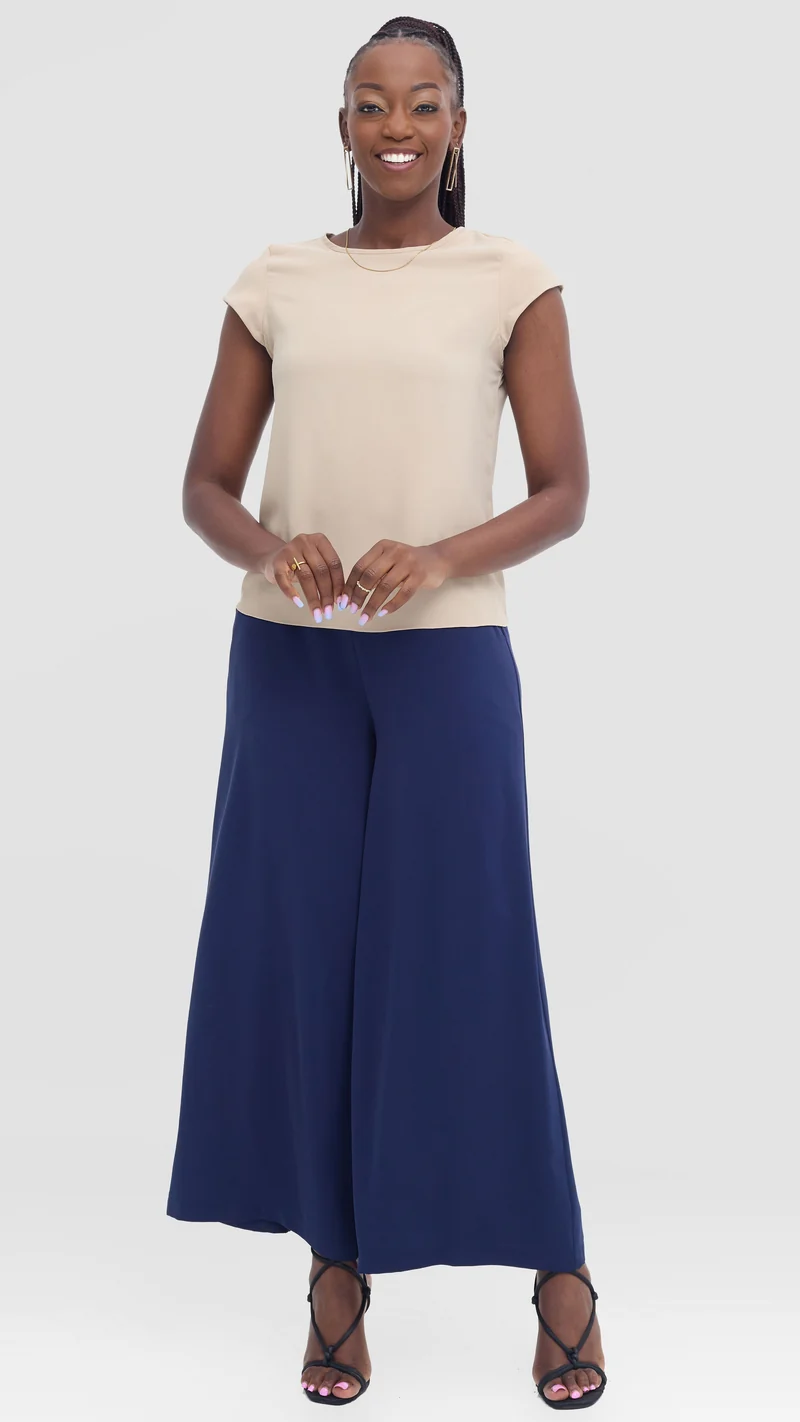 Vivo Basic Cap Sleeve Top in Crepe - Buttermilk