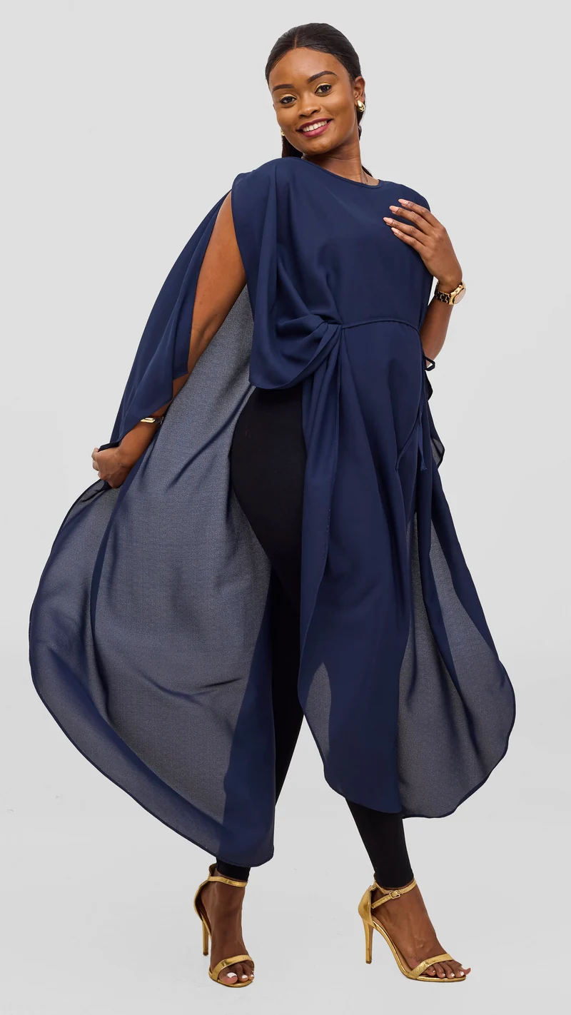 Vivo Liora Scalloped Maxi Top - Navy