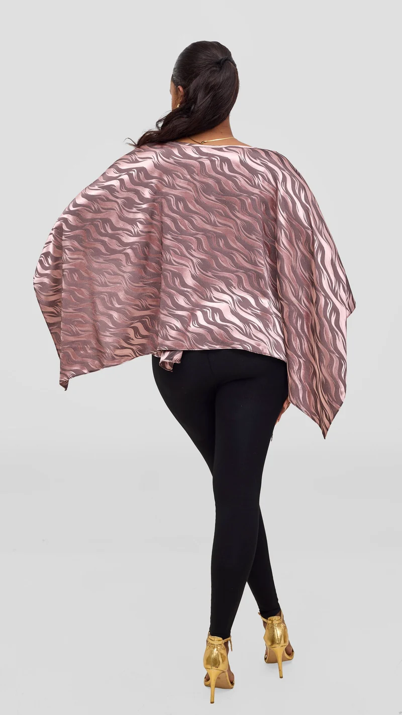 Vivo Liora Multiway Top in Satin - Brown Textured Print