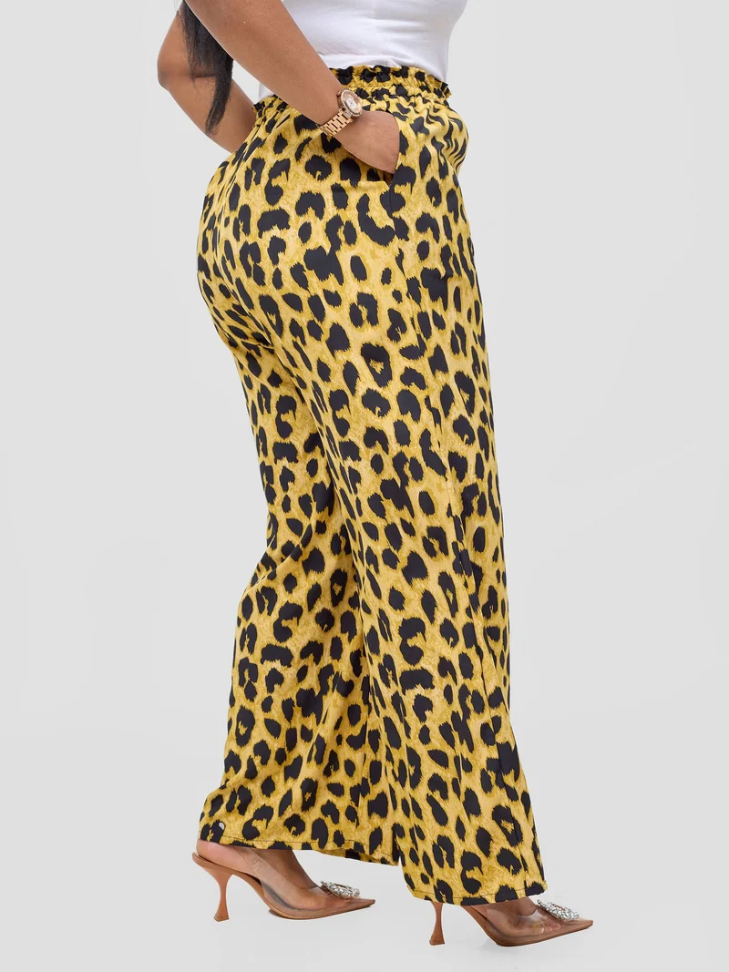 Vivo Sanali Wide Leg Pants - Dark Mustard Animal Print