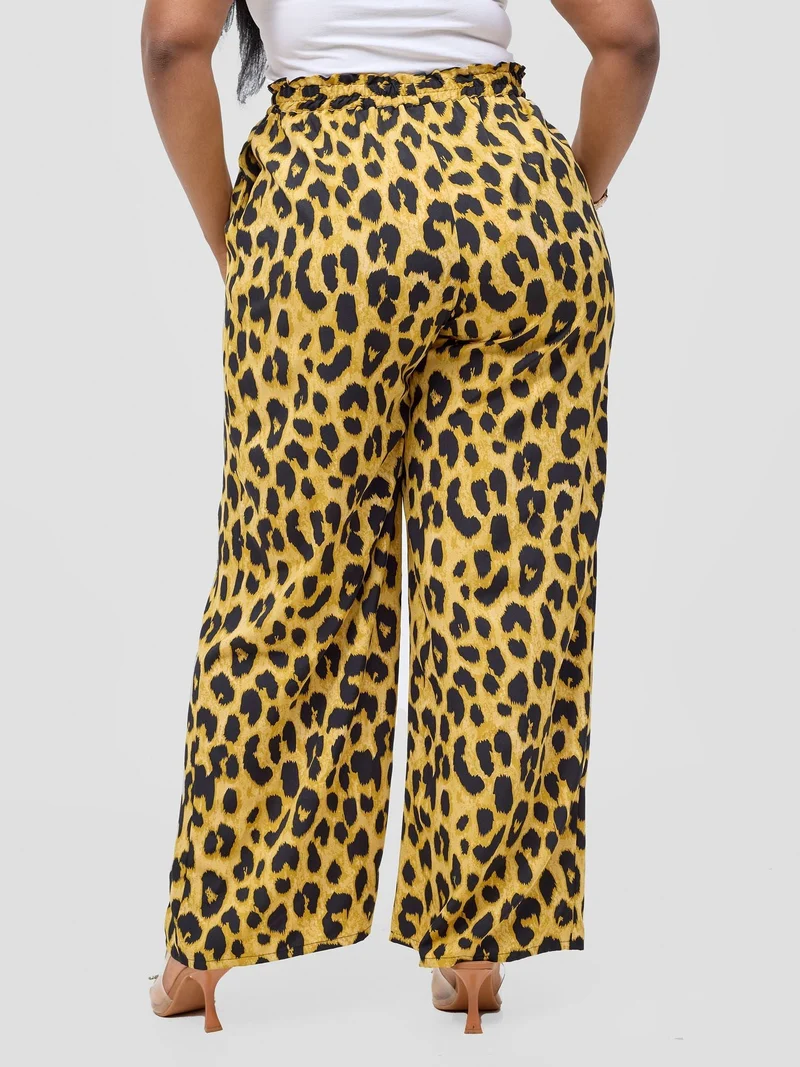 Vivo Sanali Wide Leg Pants - Dark Mustard Animal Print