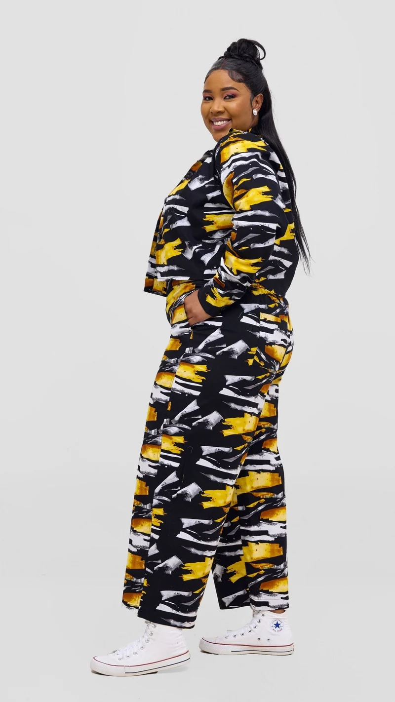 Safari Tara Barell Pants - Black / Yellow Fali Print