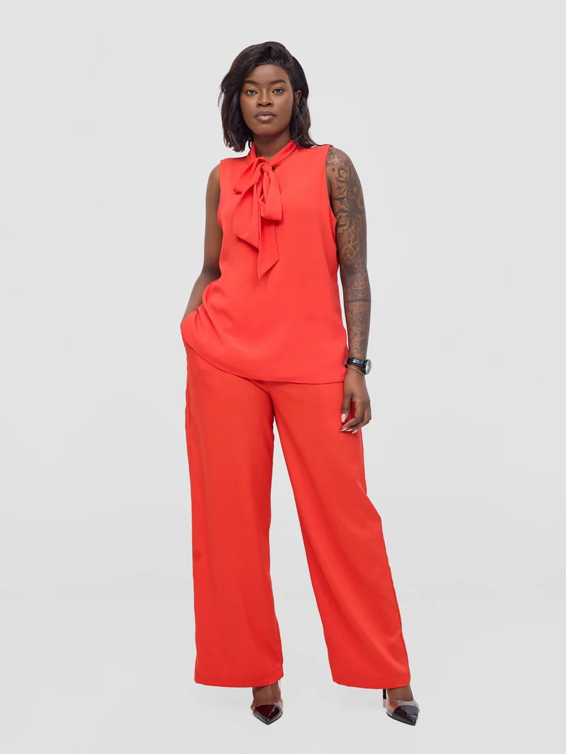 Vivo Niari Sleeveless Top In Chiffon - Orange