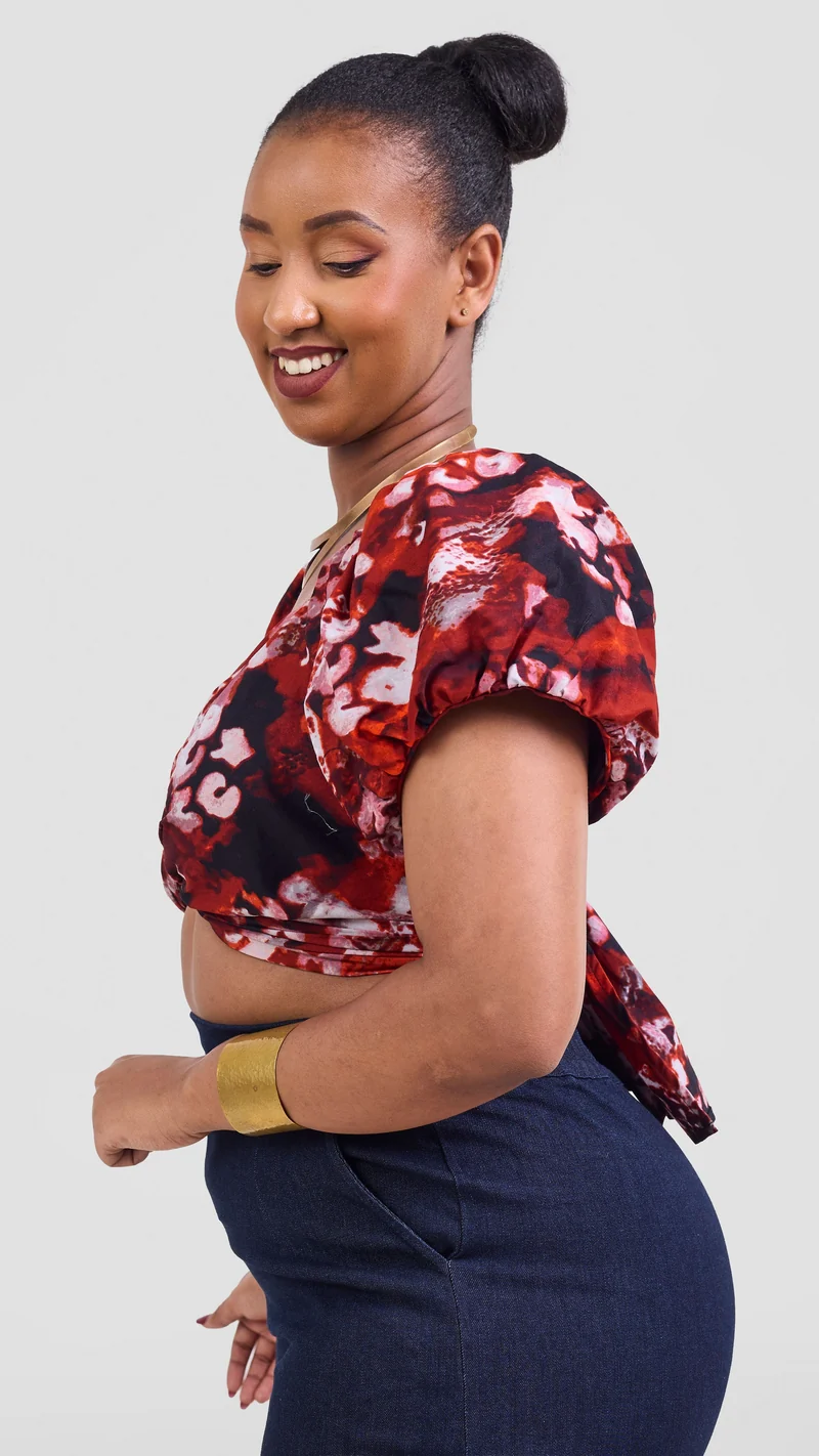 Safari Tafari Wrap Top - Wami Print