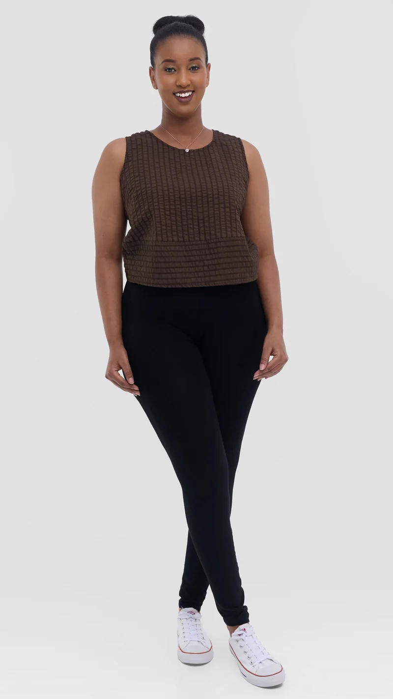 Safari by Vivo Zehra Sleeveless Boxy Top - Brown