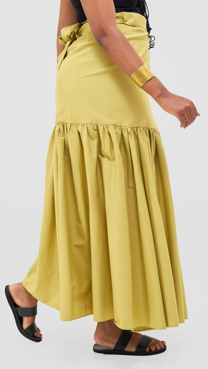 Safari by Vivo Naledi Gathered Panel Maxi Skirt - Olive
