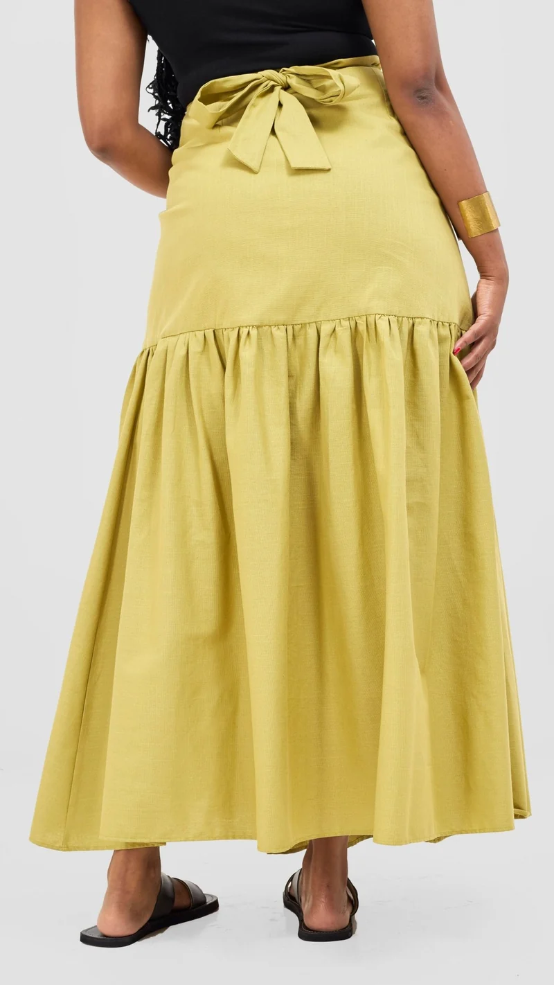 Safari by Vivo Naledi Gathered Panel Maxi Skirt - Olive