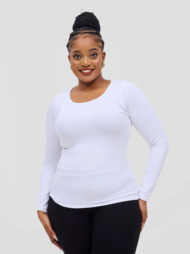 Vivo Everyday Long Sleeve Top in Jersey - White