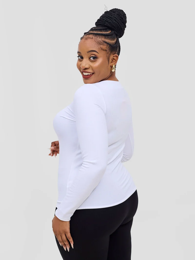 Vivo Everyday Long Sleeve Top in Jersey - White