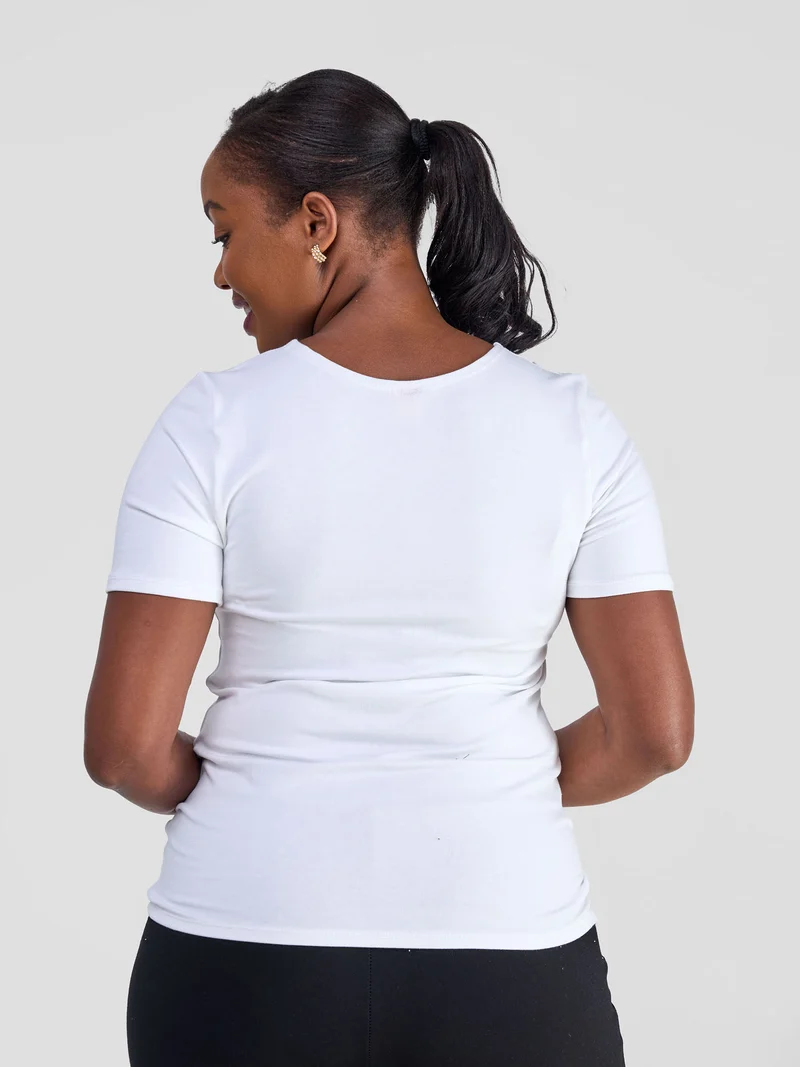 Vivo Basic Short Sleeve Top - White