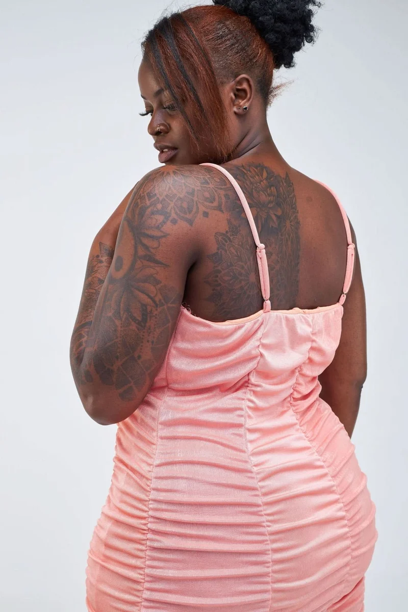 Spaghetti-Strap V-Neck Dress - Coral Haze