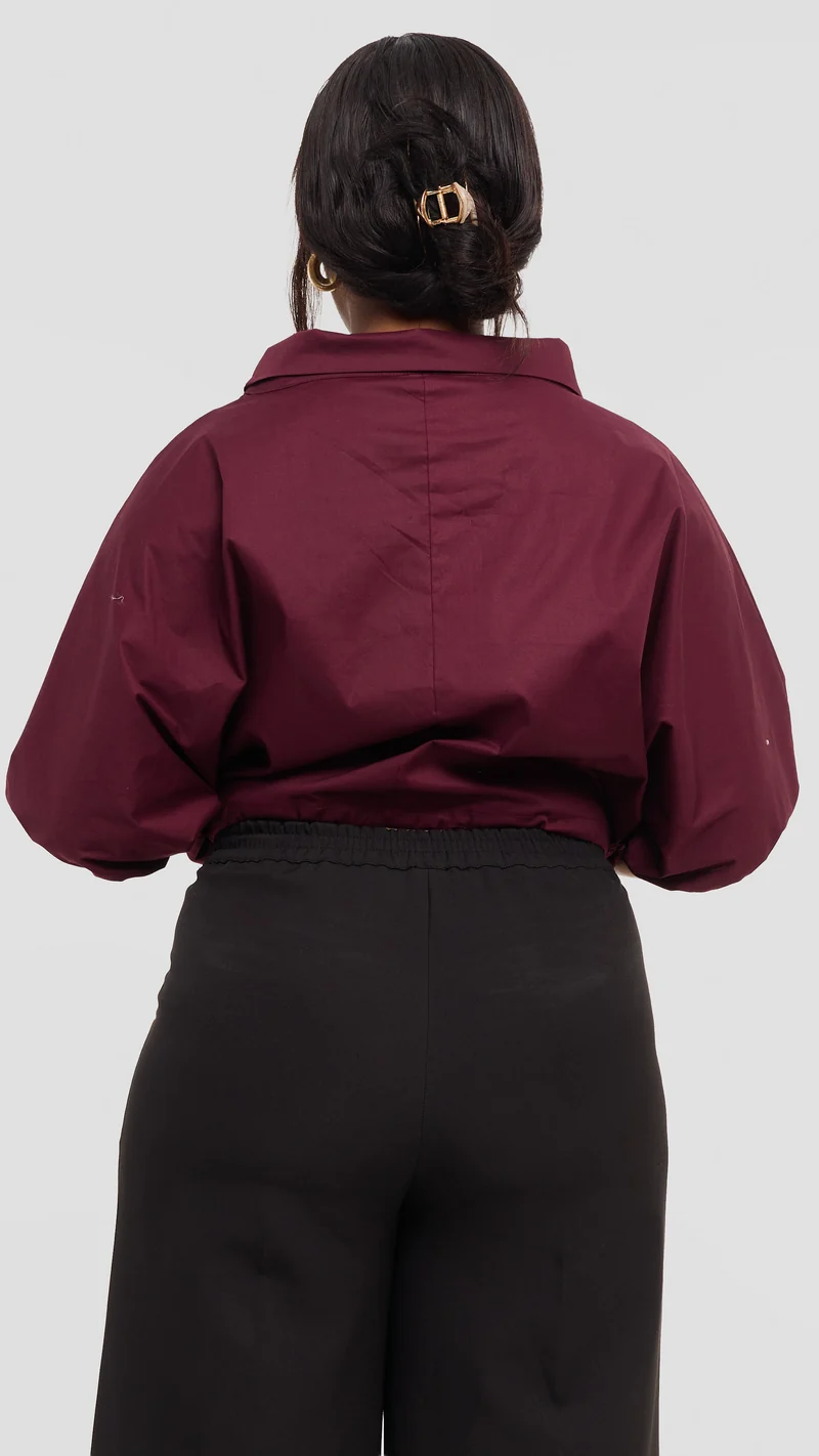 Vivo Lulu Drawstring Top in Cotton - Mulberry