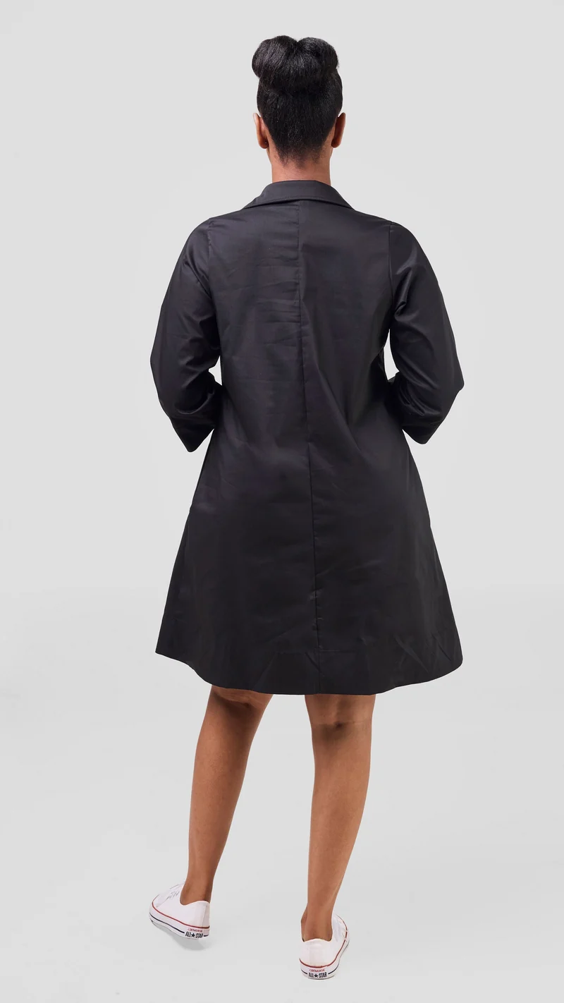 Safari Mansi Wide Hem Tent Dress in Cotton - Black