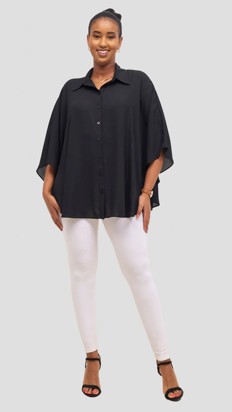 Vivo Iyana Cape Top in Chiffon - Black