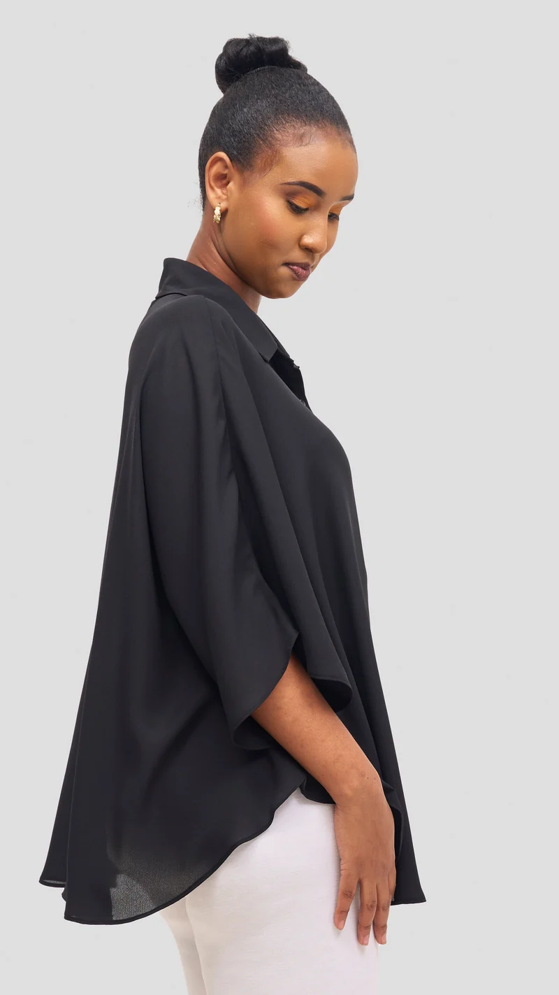 Vivo Iyana Cape Top in Chiffon - Black