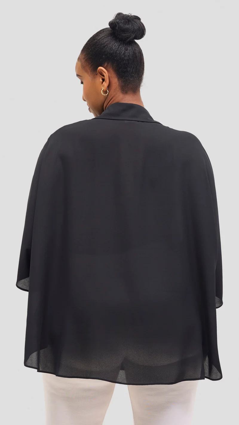 Vivo Iyana Cape Top in Chiffon - Black