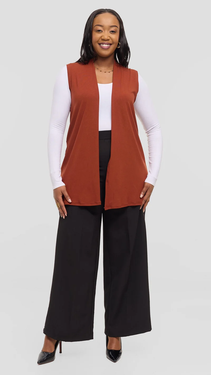 Vivo Everyday Sleeveless Waterfall in Jersey - Dark Rust