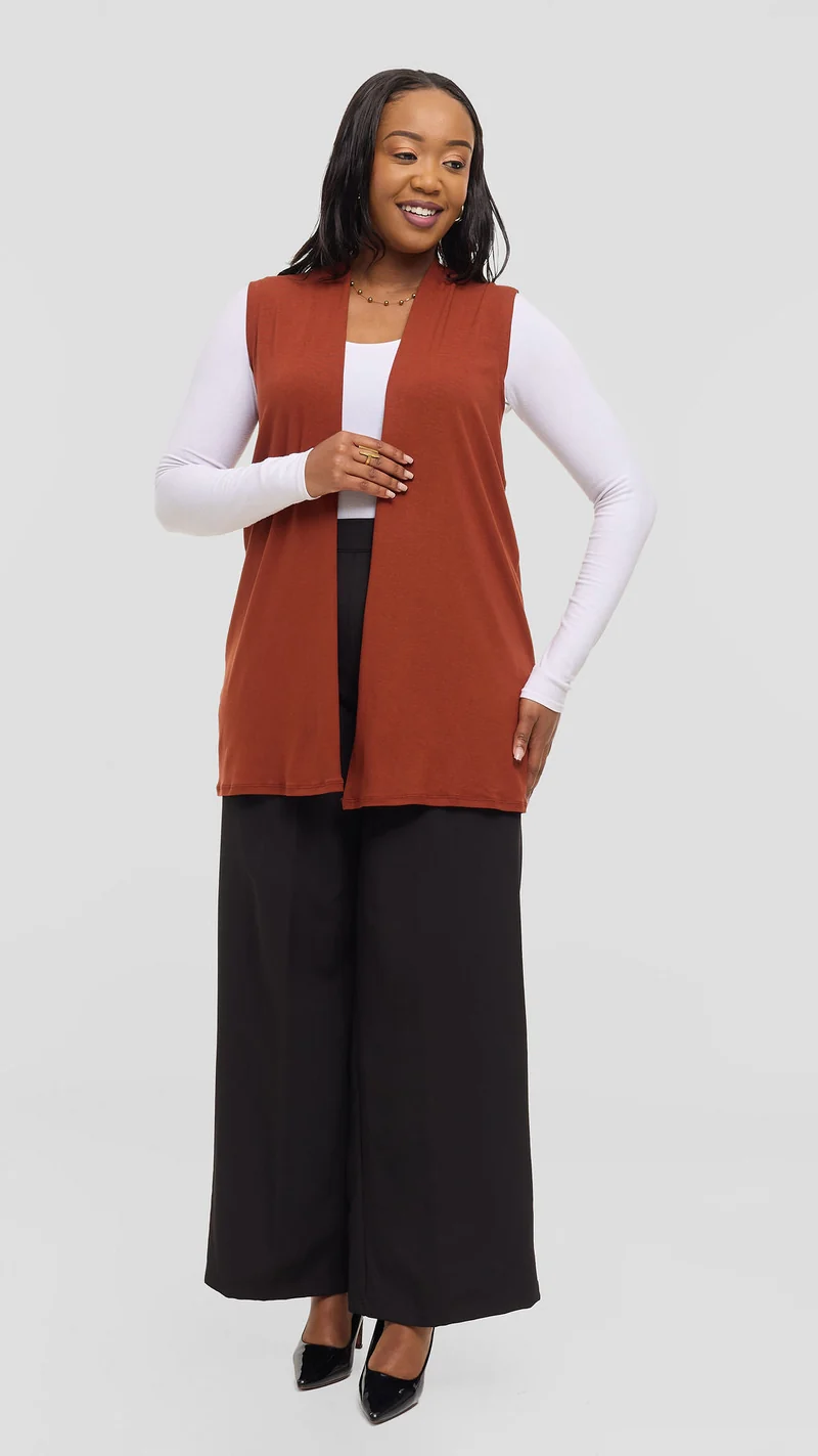 Vivo Everyday Sleeveless Waterfall in Jersey - Dark Rust