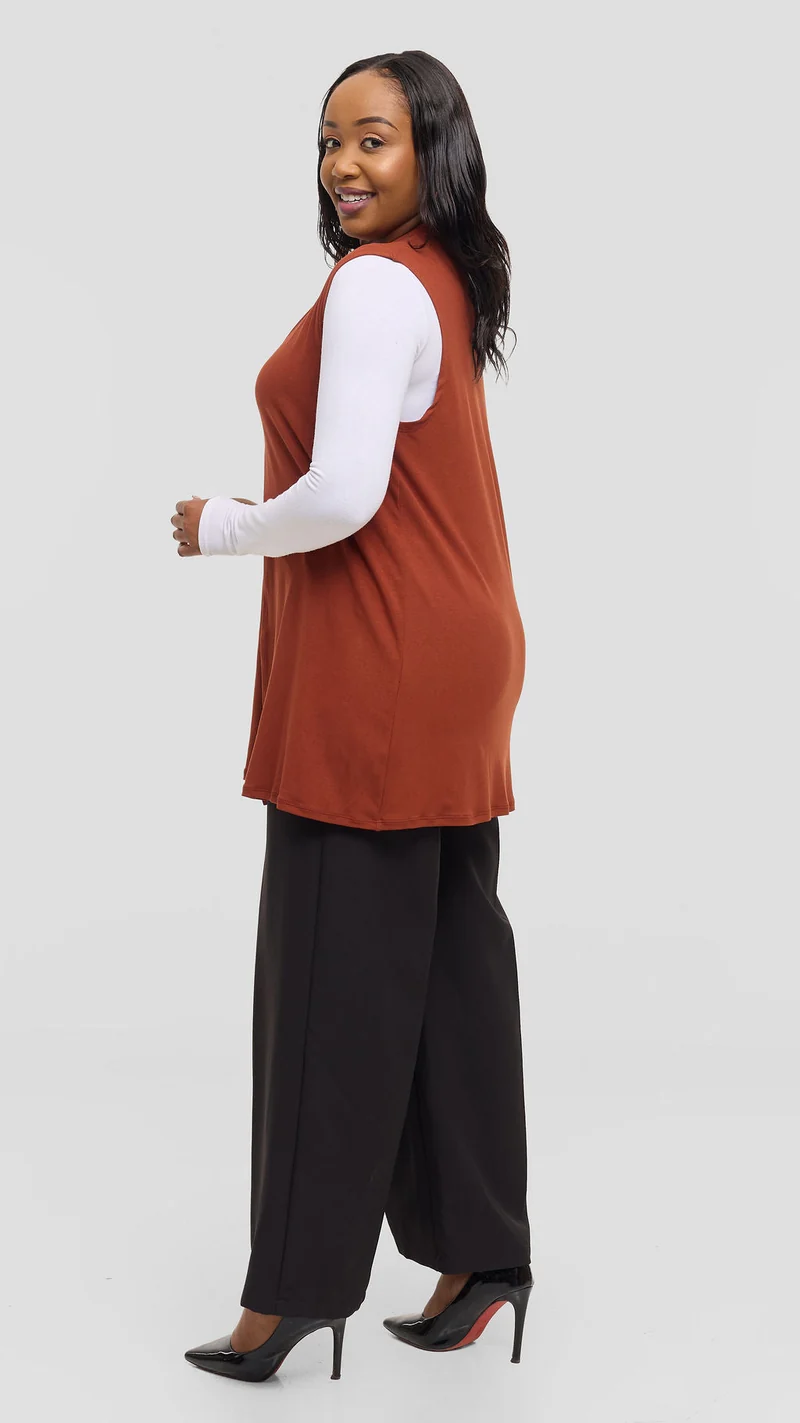 Vivo Everyday Sleeveless Waterfall in Jersey - Dark Rust