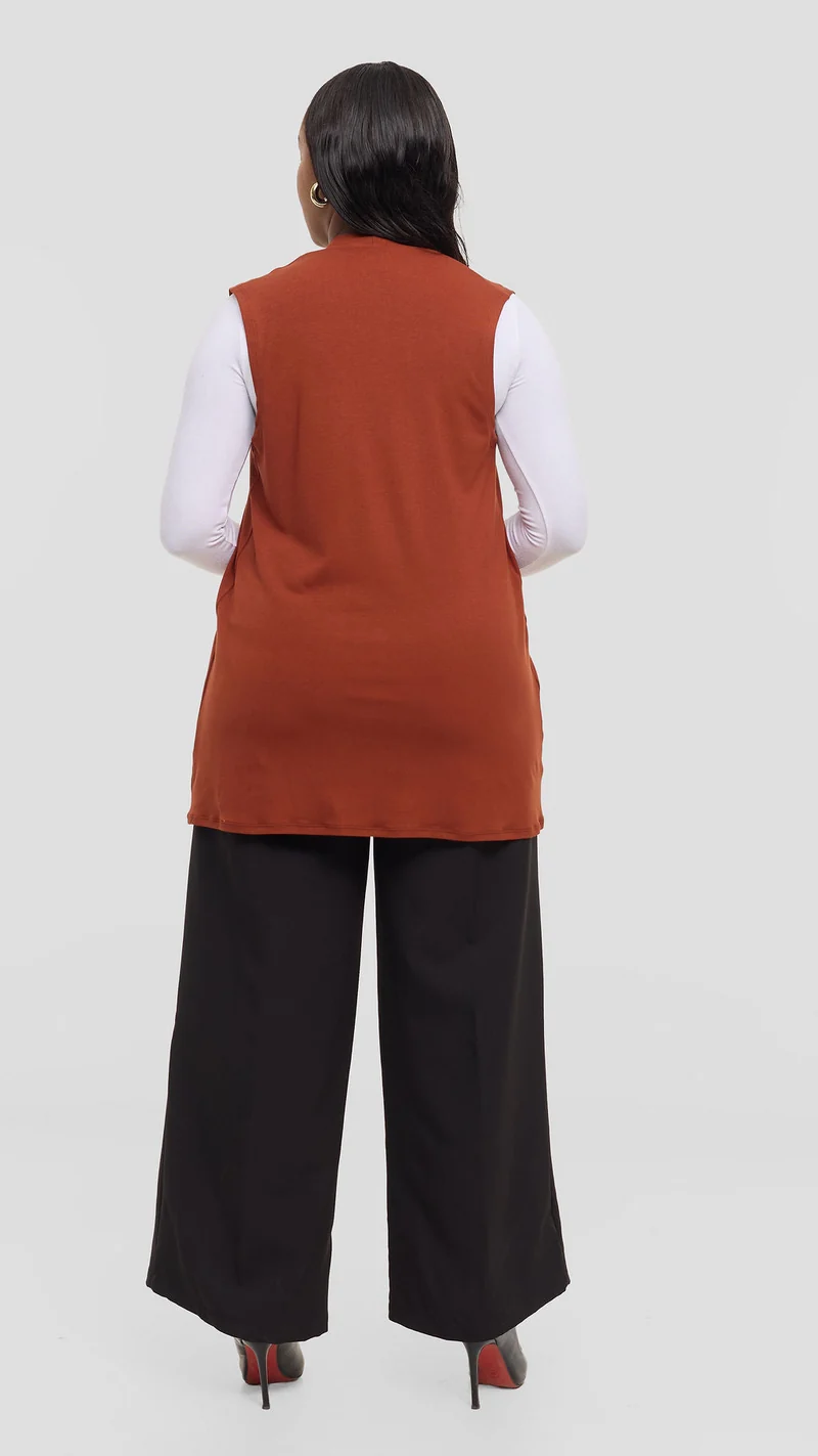 Vivo Everyday Sleeveless Waterfall in Jersey - Dark Rust