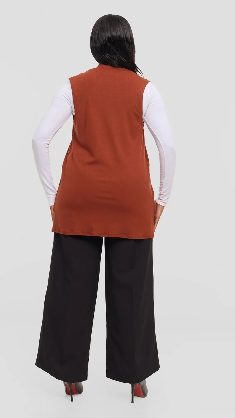 Vivo Everyday Sleeveless Waterfall in Jersey - Dark Rust