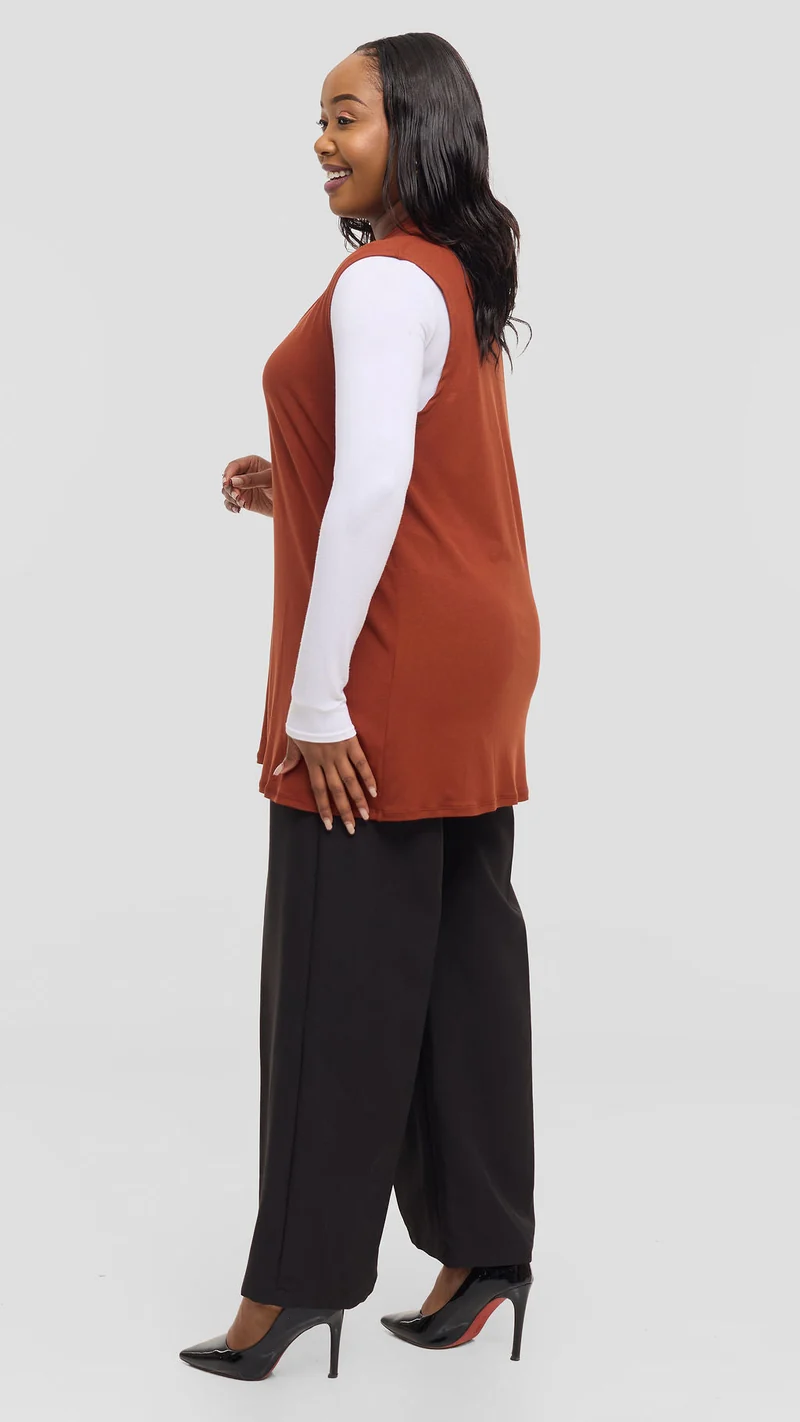Vivo Everyday Sleeveless Waterfall in Jersey - Dark Rust