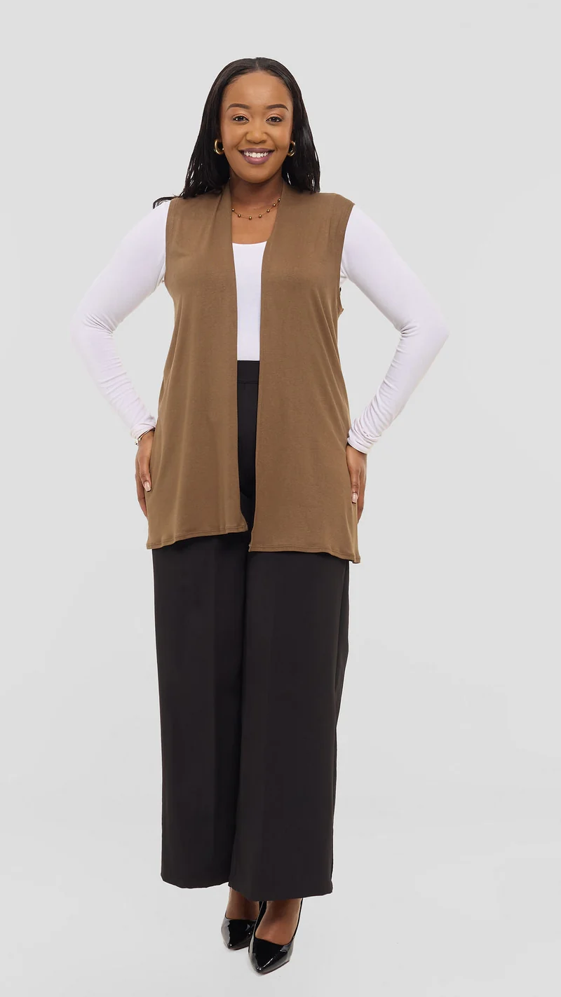 Vivo Everyday Sleeveless Waterfall in Jersey - Dark Tan