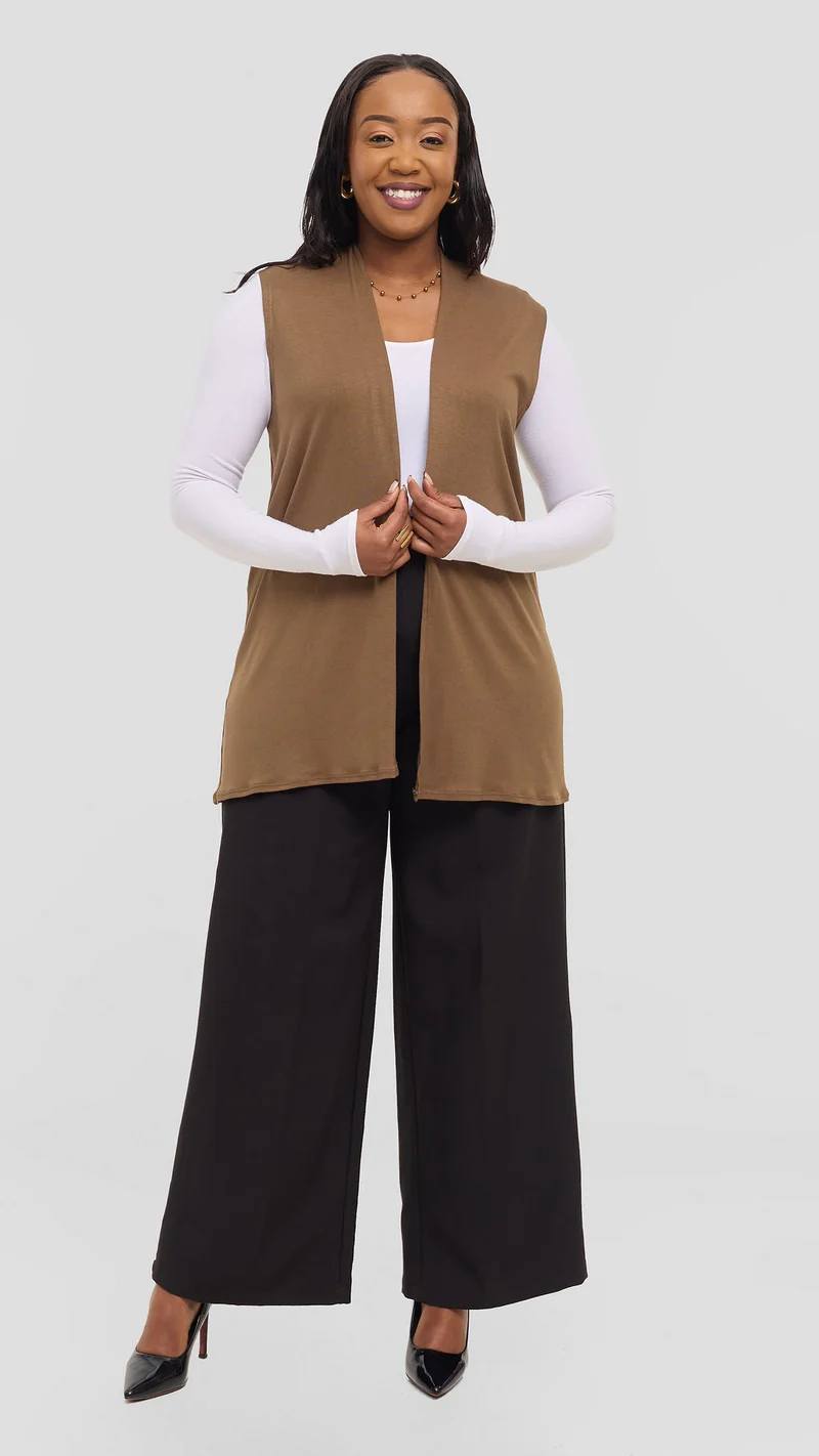 Vivo Everyday Sleeveless Waterfall in Jersey - Dark Tan