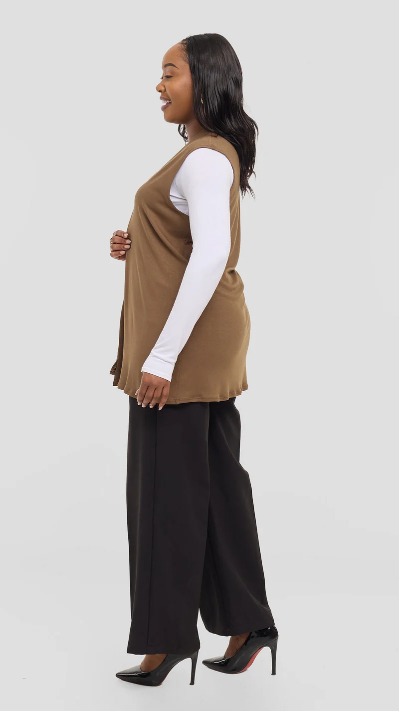 Vivo Everyday Sleeveless Waterfall in Jersey - Dark Tan