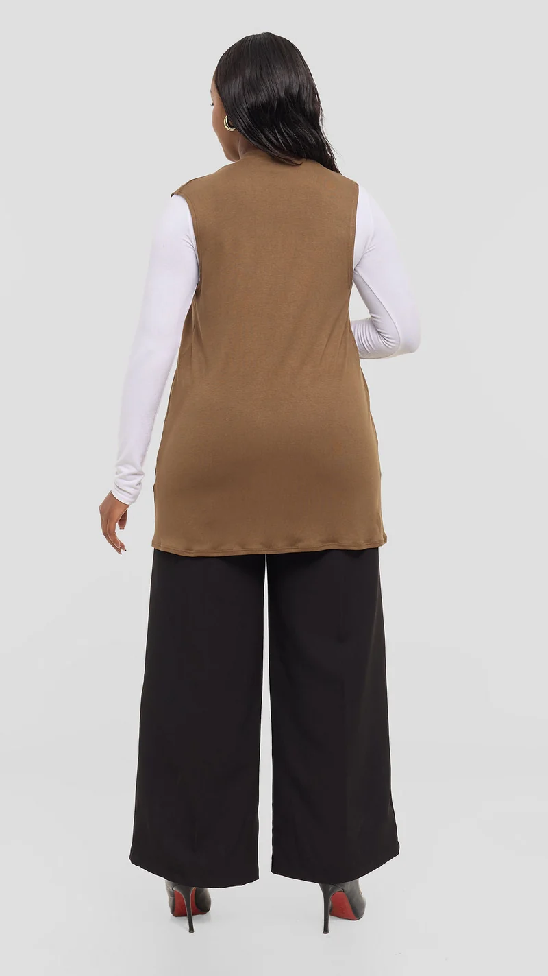 Vivo Everyday Sleeveless Waterfall in Jersey - Dark Tan